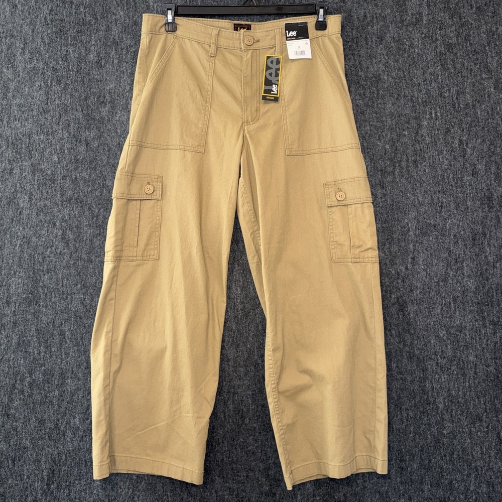 Lee Heritage Womens Size 10 Khaki Loose Straight Mid Rise Cargo Pants Outdoor‎